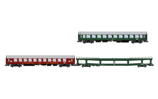 Rivarossi 3-tlg. Set des Autoreisezug Berlin – Lörrach, Ep. IV DR 