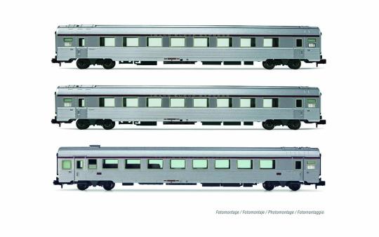 Arnold 3-tlg. Set klimatisierter Reisezugwagen Mistral \'69, TEE Jules Verne Ep. 
