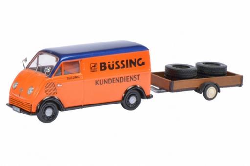 Schuco 1:43 DKW Schnelllaster Büssing-Kundendienst mit Anhänger und 2 Lkw-Reifen 