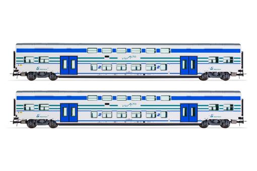 LIMA 2-tlg. Reisezugwagen  Vivalto weiße Lack. mit grünblauen Streifen, FS Treni 