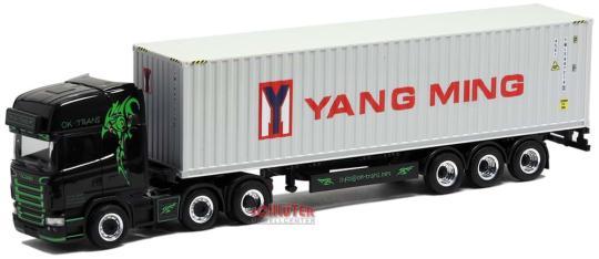 Herpa LKW Scania R Topl./Aerop Cont-SZ OK Trans / Yang Ming 5174 