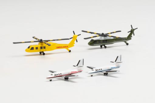 Herpa Wings 1:500 Helicopter and Bizjet set 535939 