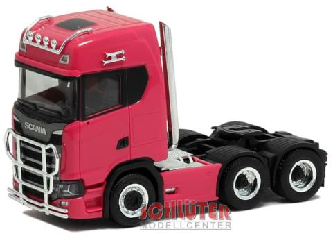 Herpa LKW Scania CS 20 HD V8 SZM 3achs magenta Highpipes/Rammschutz Lampenbügeln 