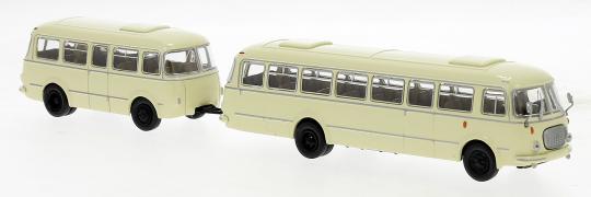 Brekina Stadtbus JZS Jelcz 043 mit Anhänger PA 01, beige 