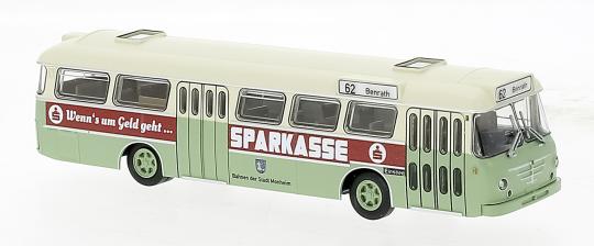 Brekina Stadtbus Büssing Senator Sparkasse aus Monheim 59383 