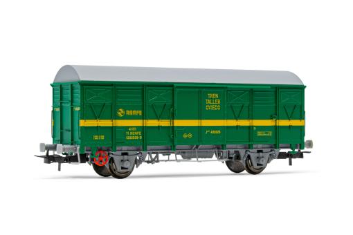 Electrotren 2achs. Ged. Güterwagen J2, grün-gelb, tr.ta. Oviedo, RENFE, Ep. IV 