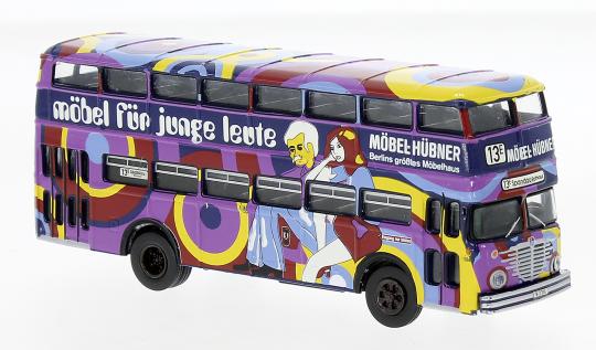 Brekina Stadtbus Büssing D2U mit Vollwerbung Möbel Hübner 