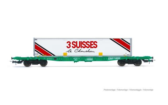Jouef 4-achs. Containerwagen S70,Wechselbehälter 3 SUISSES, Ep. IV SNCF 