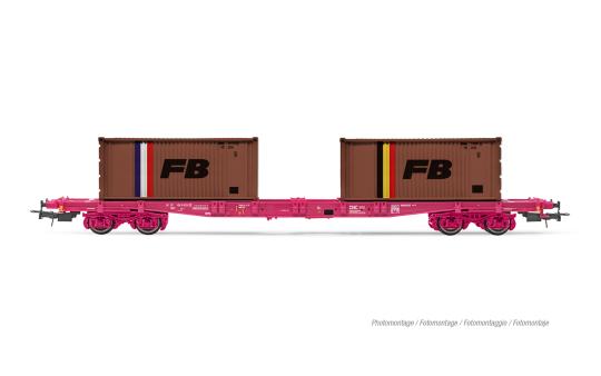 Jouef 4-achs. Containerwagen S70, mit 2 x 20\'-Containern FB, Ep. IV SNCF 