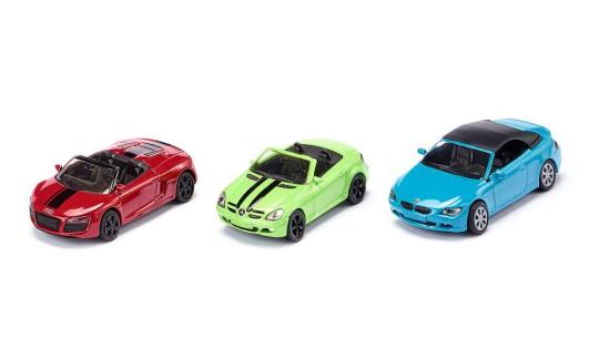 Siku Set 3x Cabrio Mercedes SLK, Audi R8 Spyder und BMW 645i 6314 