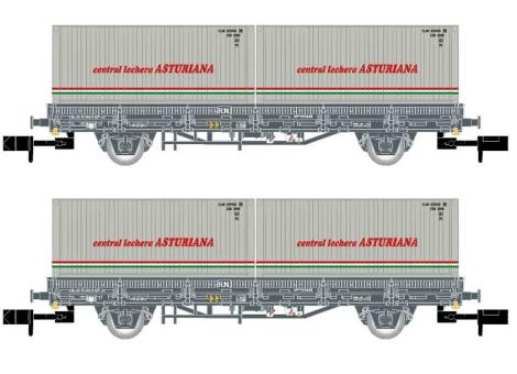 Arnold 2-tlg. Set Flachwagen RENFE 2 Containern Central Lech 