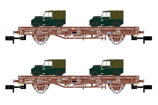 Arnold 2-tlg. Set Flachwagen RENFE beladen m Fahrzeugen Land Rover Ep. V HN6424 