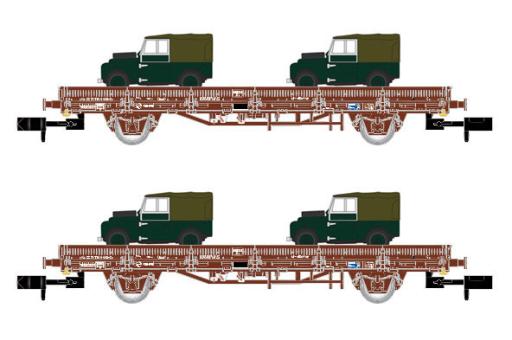 Arnold 2-tlg. Set Flachwagen RENFE beladen m Fahrzeugen Land 