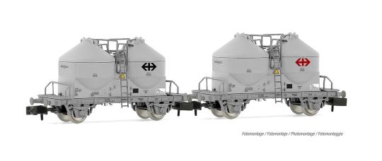 Arnold SBB, 2-tlg. Set 2-achsige Zementsilowagen in grauer Lackierung, Ep IV HN6 
