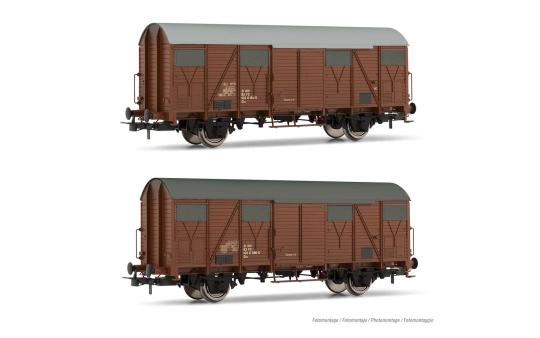 Rivarossi 2er Set ged. Güterwagen Ghs, offene Lüftungsschieber, Ep. IV, FS 6507_ 