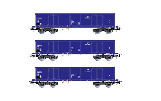 Rivarossi 3-teiliges Set Eaos, blau, beladener Schrott, Ep. V-VI, PKP Cargo 6536 
