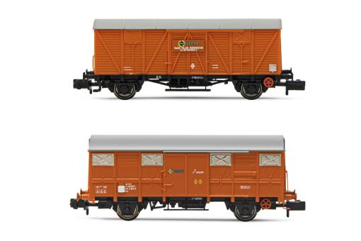 Arnold 2-tlg. Set 2-achs. Gedeckte Güterwagen J-300.000 und J2, Ep. IV, RENFE HN 