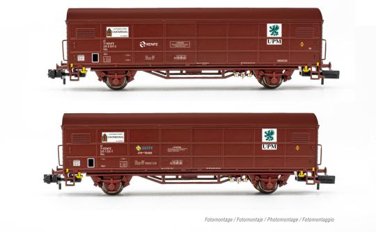 Arnold 2-tlg. Set 2-achs. gedeckte Güterwagen JPD, Cantabriasil, Ep. IV, RENFE H 
