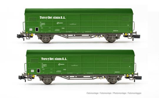 Arnold 2-tlg. Set 2-achs. gedeckte Güterwagen JPD, Toro y Be 