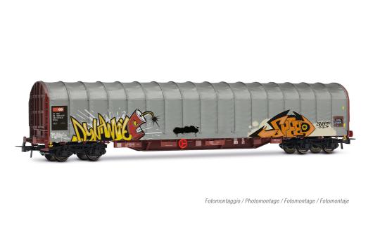 Rivarossi 4-achs. Schiebeplanenwagen, Typ Rils mit Graffiti, Ep. V SBB 