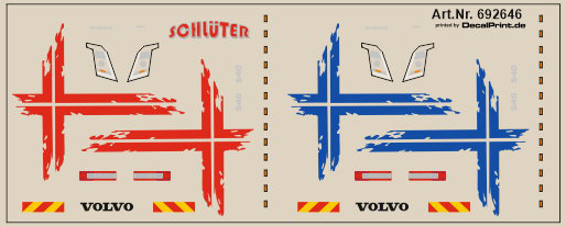 Decals für LKW-Dekor für Volvo FH Flachdach 2013 (rot + blau 