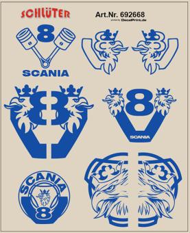 Decals für LKW-Dekor für Scania (blau) (5,5 x 6,8 cm) 