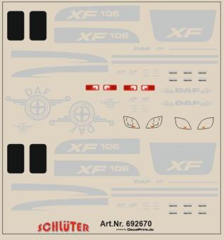 Decals für LKW-Details für DAF XF 106 (silber) (6 x 6 cm) 