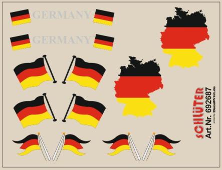Decals für Flaggen-Dekore für Trailer (Deutschland) (6,2 x 4,7 cm) 