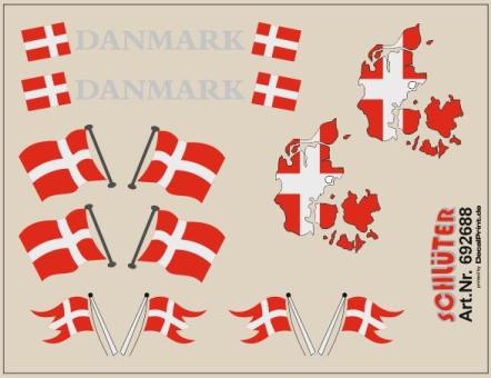 Decals für Flaggen-Dekore für Trailer (Dänemark) (6,2 x 4,7 cm) 