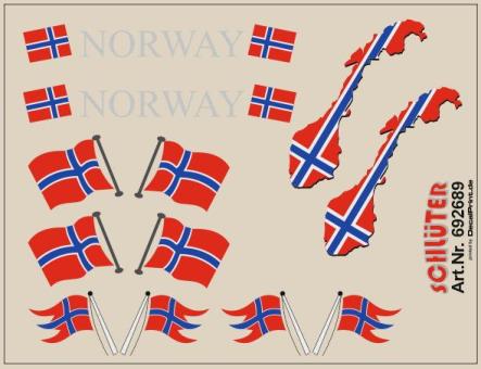 Decals für Flaggen-Dekore für Trailer (Norwegen) (6,2 x 4,7 cm) 