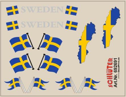 Decals für Flaggen-Dekore für Trailer (Schweden) (6,2 x 4,7 cm) 