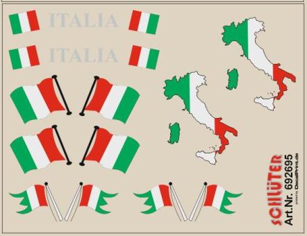 Decals für Flaggen-Dekore für Trailer (Italien) (6,2 x 4,7 cm) 