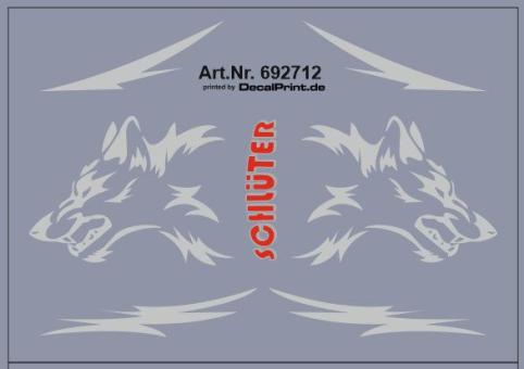 Decals für Truckdekor Wolfskopf (silber) (6,0 x 4,5 cm) 