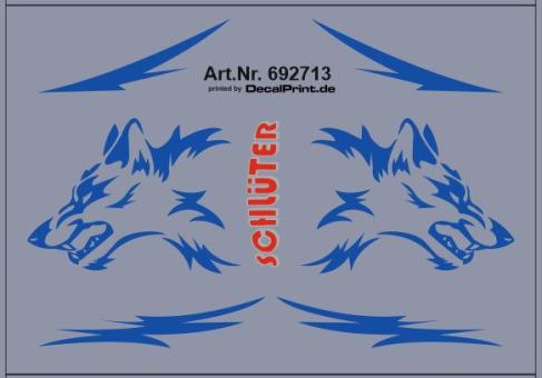 Decals für Truckdekor Wolfskopf (blau) (6,0 x 4,5 cm) 