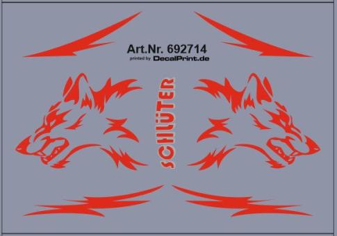 Decals für Truckdekor Wolfskopf (rot) (6,0 x 4,5 cm) 