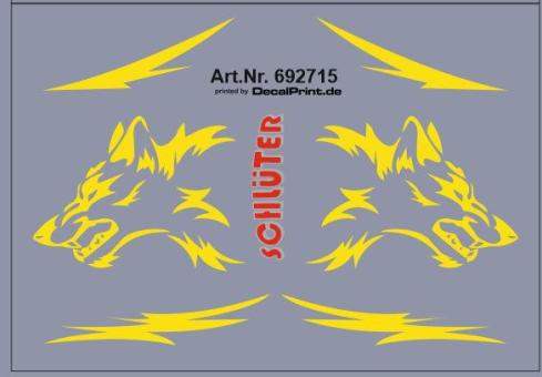 Decals für Truckdekor Wolfskopf (gelb) (6,0 x 4,5 cm) 