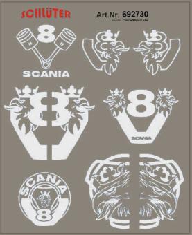 Decals für LKW-Dekor für Scania (weiß) (5,5 x 6,8 cm) 