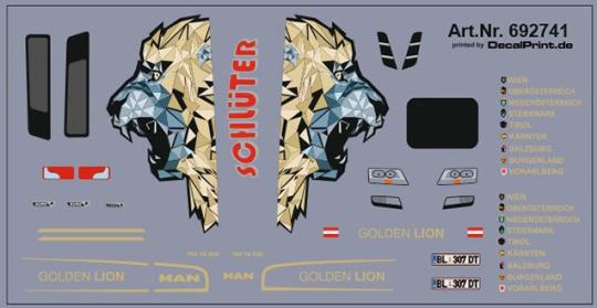 Decals für LKW Dekor für MAN \"Golden Lion\" (7,2 x 3,7 cm) 