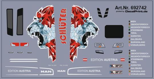 Decals für LKW Dekor für MAN \"Edition Austria\" (7,2 x 3,7 cm) 