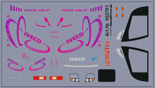 Decals für LKW-Dekor für Iveco Stralis XP (magenta) (7,1 x 4,2 cm) 