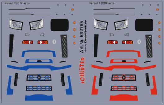 Decals für LKW-Dekor für Renault T (blau + rot) (7,3 x 4,7 c 