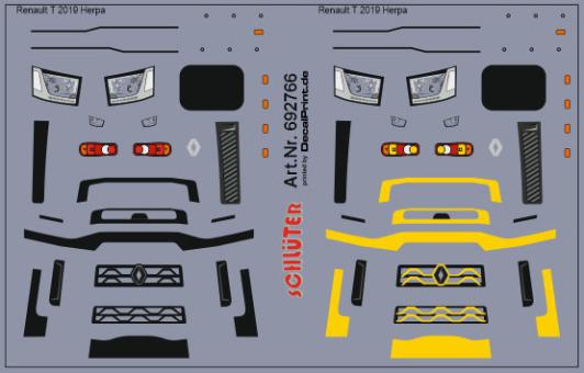 Decals für LKW-Dekor für Renault T (schwarz + gelb) (7,3 x 4 