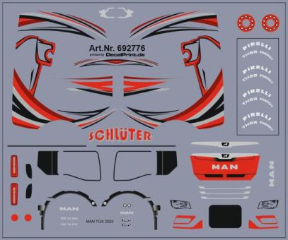 Decals für Truckdekor für MAN TGX GX (rot) (7,5 x 6,3 cm) 