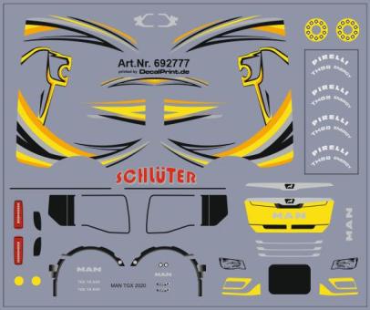 Decals für Truckdekor für MAN TGX GX (gelb) (7,5 x 6,3 cm) 