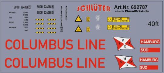 Decals für Container 40ft. \"Columbus Line\" (7,0 x 3,0 cm ) 