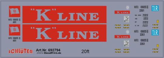 Decals für Container 20ft. "K Line" (9,7 x 3,4 cm) 