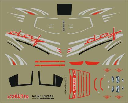 Decals Truckdekor für Daf XG+ (rot/silber) (85 x 70 mm) 