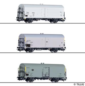 Tillig Güterwagenset INTERFRIGO  DR, DB und MAV,  aus drei Kühlwagen, Ep. IV 700 