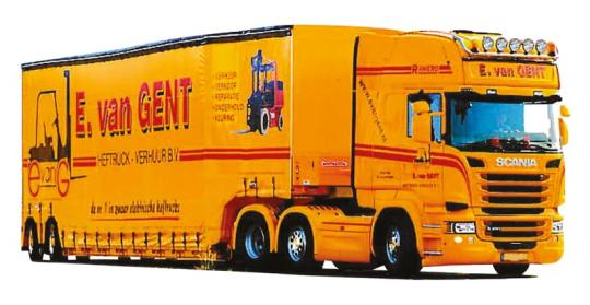 AWM LKW Scania R Topl./Aerop Tiefbett-Ga-KSZ Van Gent 74297 