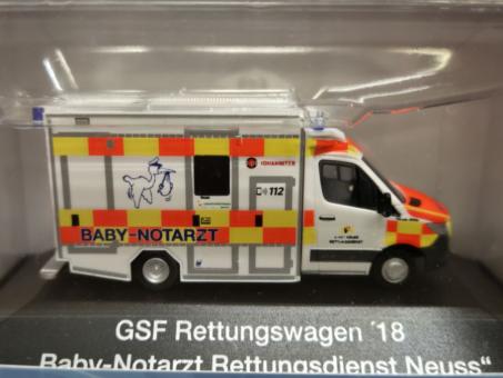 Rietze MB Sprinter WAS Design-RTW ´18 Baby-Notarzt Rettungsd 